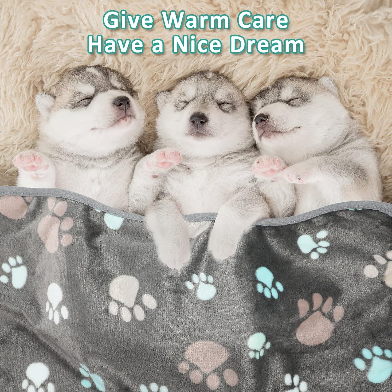 Tegeme 12 Pieces Pet Blanket Soft Fleece Dog Blanket Fluffy Doggie Blanket Warm Felt Throw Blanket Cute Paw Print Throw Blanket Puppy Kitten Sleep Mat Bed Covers for Dog Puppy Cat (Dark Gray) : Pet Supplies