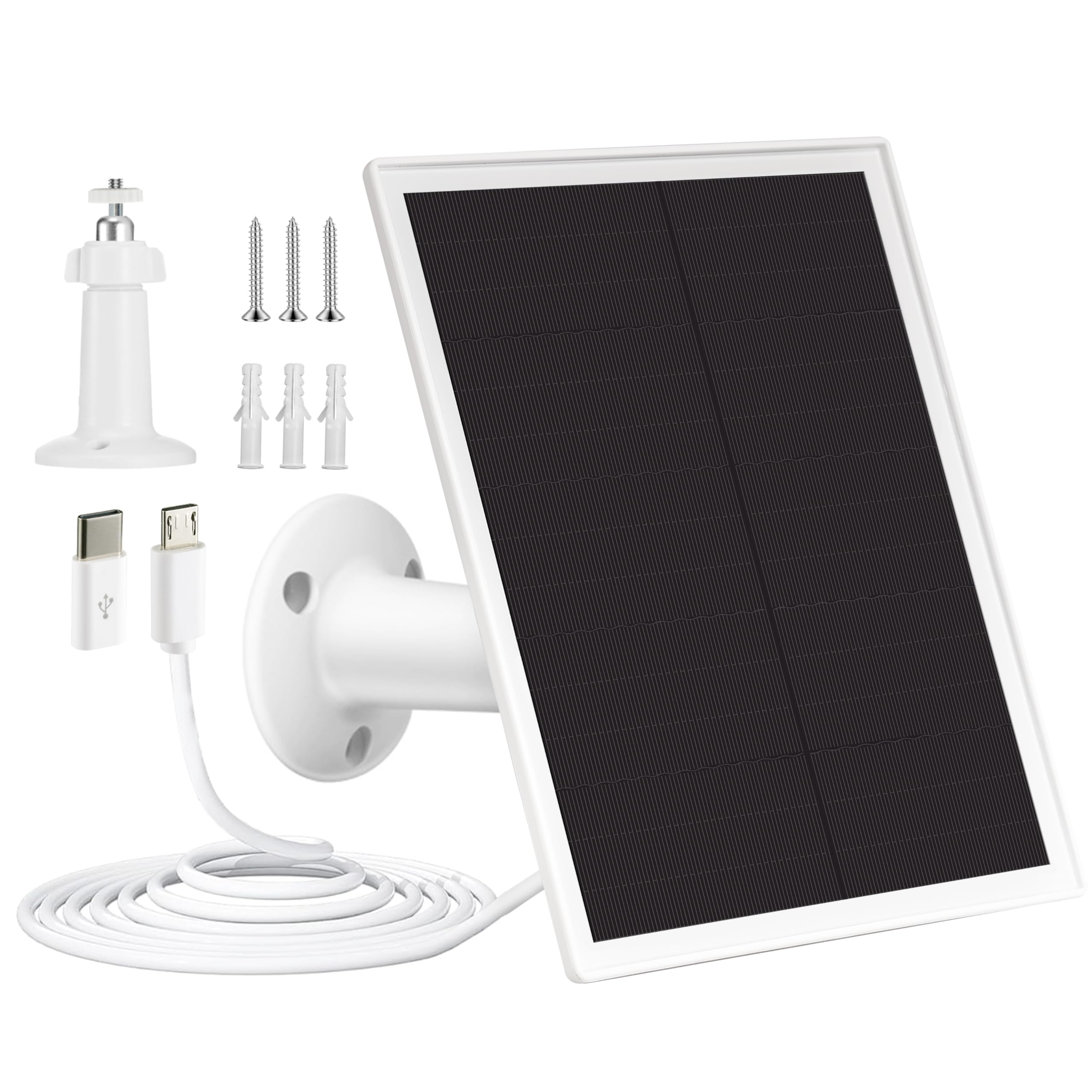 SHENKUAI5V Solar Panel for Security Camera, Premium USB Solar Panel charger IP65 Waterproof, Compatible with Outdoor Rechargeable Battery Powered Cam, 9.8ft USB cable, 360 Adjustable Bracket