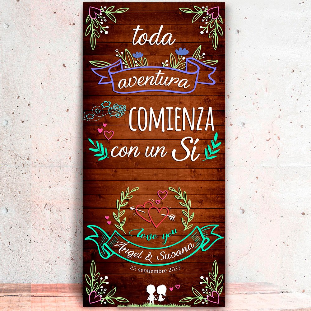 Decoración Boda | Cartel Boda Aventura (Cartón) | 70cm x 150cm