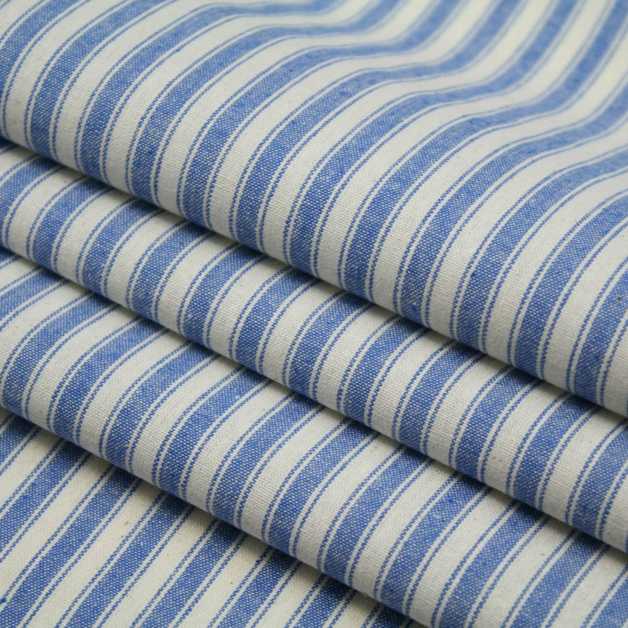 Ticking Style Stripes 100% Cotton Fabric Premium Quality 55" /140cm Wide Light-to-Medium Weight (Blue, One Meter)