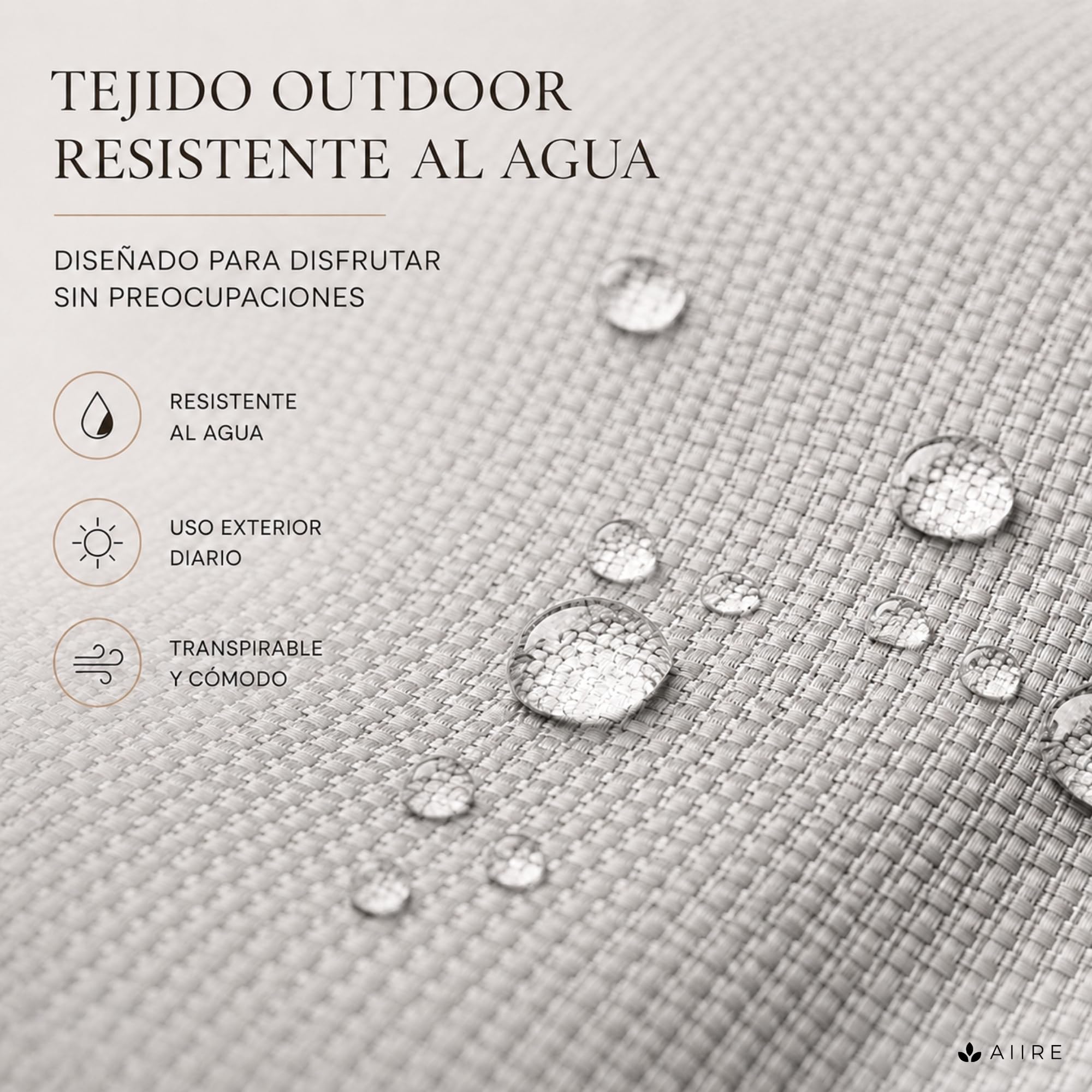Aiire Sillón Puff Exterior Jardín - Puf con Relleno Incluido para Piscina, Terraza o Porche - Funda Resistente, Desenfundable y Lavable - Bean Bag Chair Exterior e Interior Juvenil o Adultos
