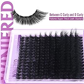 Winifred Lashes Extension Kit Thick Lash Clusters Kit 100D Volume Wispy Lash Clusters Mink Individual Lashes Kit DIY Lash Bond and Seal Lash Remover Lash Tweezers