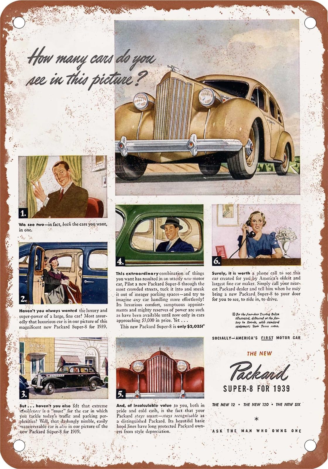 Miaomansenstore Metal Sign - 1939 Packard Vintage Ad 03 - Old Retro Rusty Look Home Decor