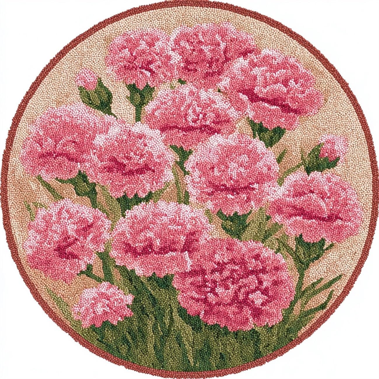 Kitquiver Rug Making Kit for Adults Pink Carnations 60x60cm