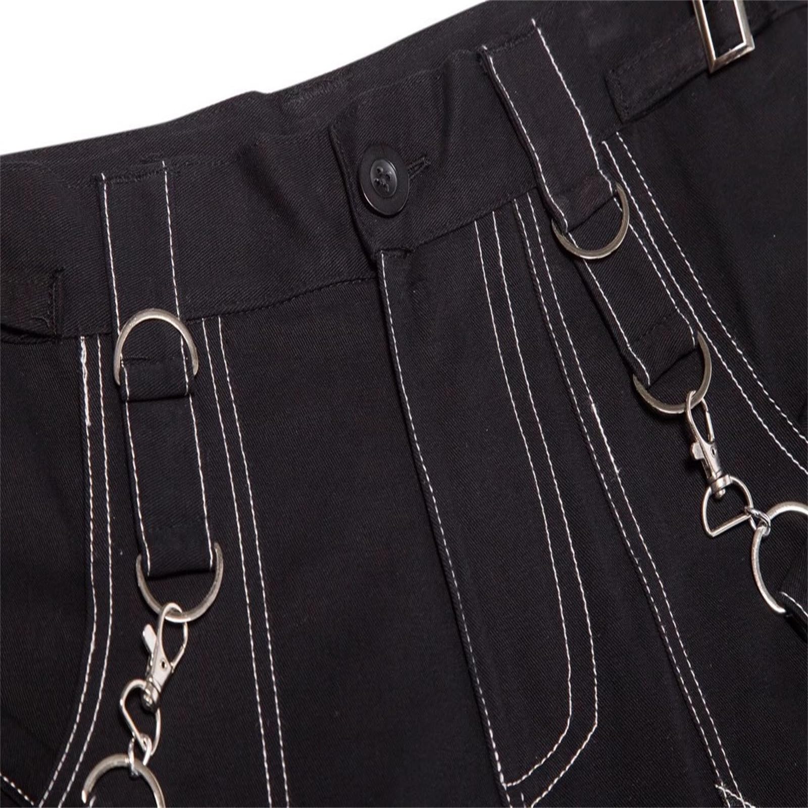 Pantaloni in tessuto da uomo, stile steampunk, gotico, streetwear, rockwear, con catena, stile retrò, larghi scuri, per il tempo libero, Y2K, Harajuku, pantaloni tradizionali, hip-hop, punk, rock