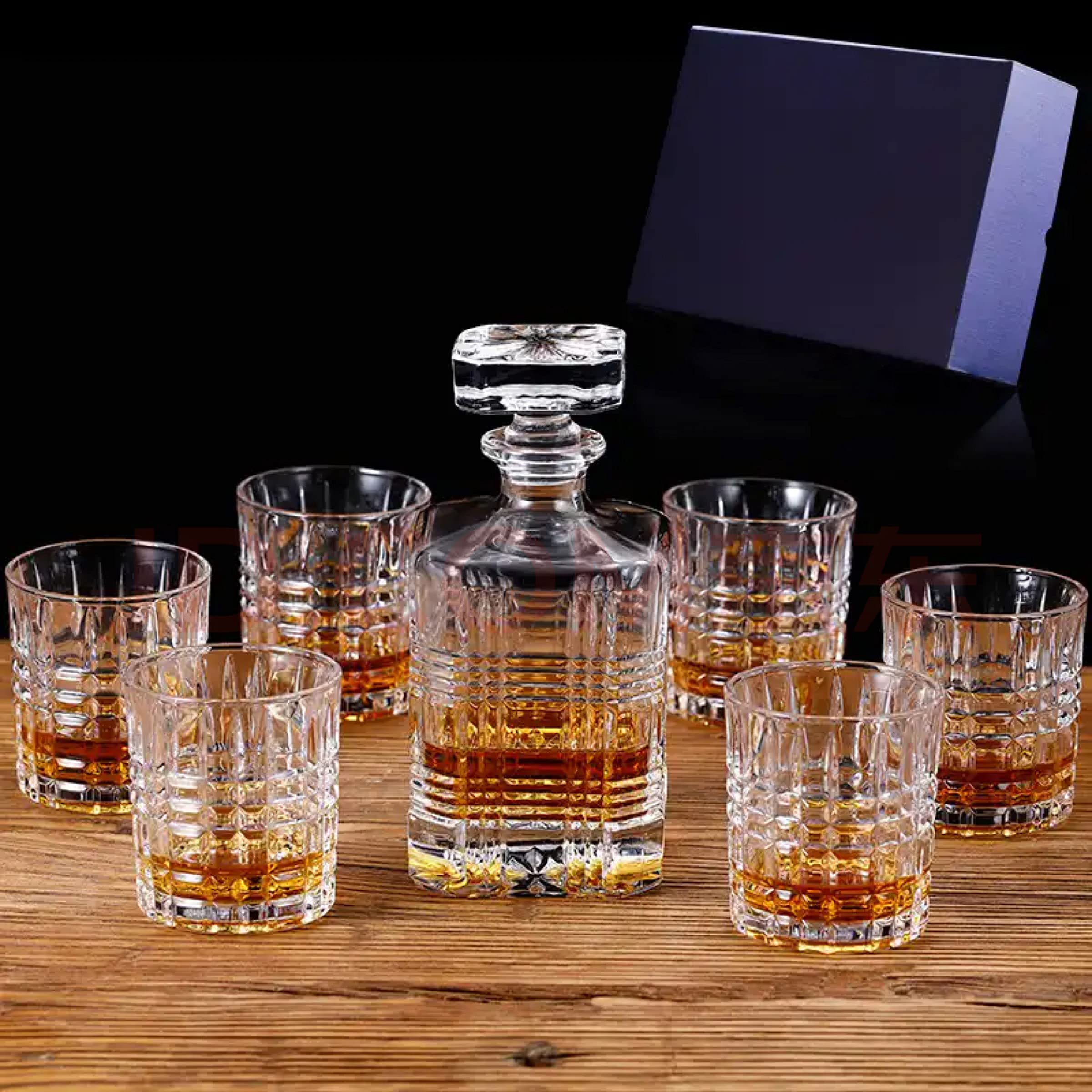 Buy 7PC Italian Crafted Crystal Whiskey Decanter & Whiskey Glasses Set