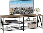 55 inch TV Stand with 3-Tier Storage Shelves, Entertainment Center, TV Console Table for Living Room, Bedroom (Brown)