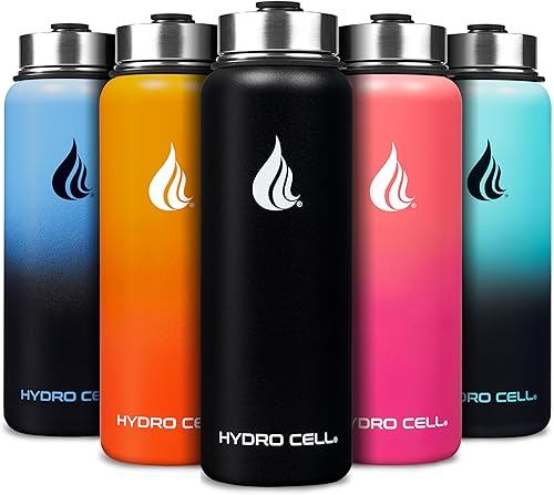 Miniatura 72 de HYDRO CELL Botella de agua aislada de acero inoxidable con pajilla, para bebidas frías y calientes, frasco de vacío de metal con tapa de rosca y