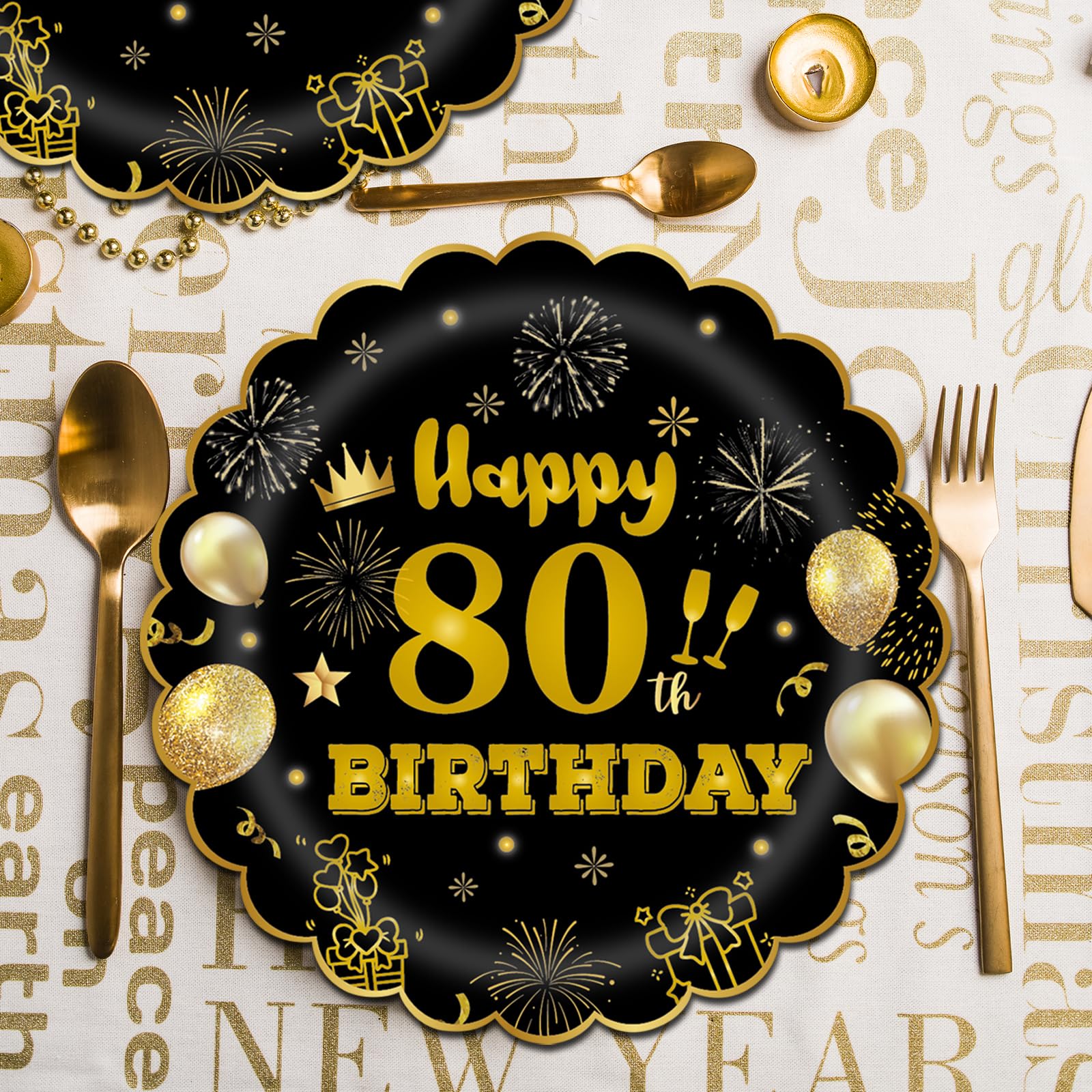 Piatti E Tovaglioli Per Compleanno 50 Anni – 16 Pezzi USA E Getta – Decorazione Festa Nero E Oro