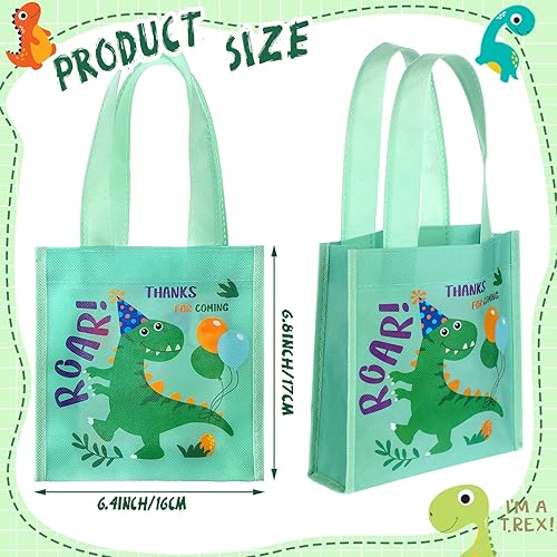Miniatura 2 de 24 bolsas de recuerdo de fiesta de dinosaurio, bolsa de regalo de dinosaurio, bolsas de regalo reutilizables de dinosaurio, bolsas de dulces de