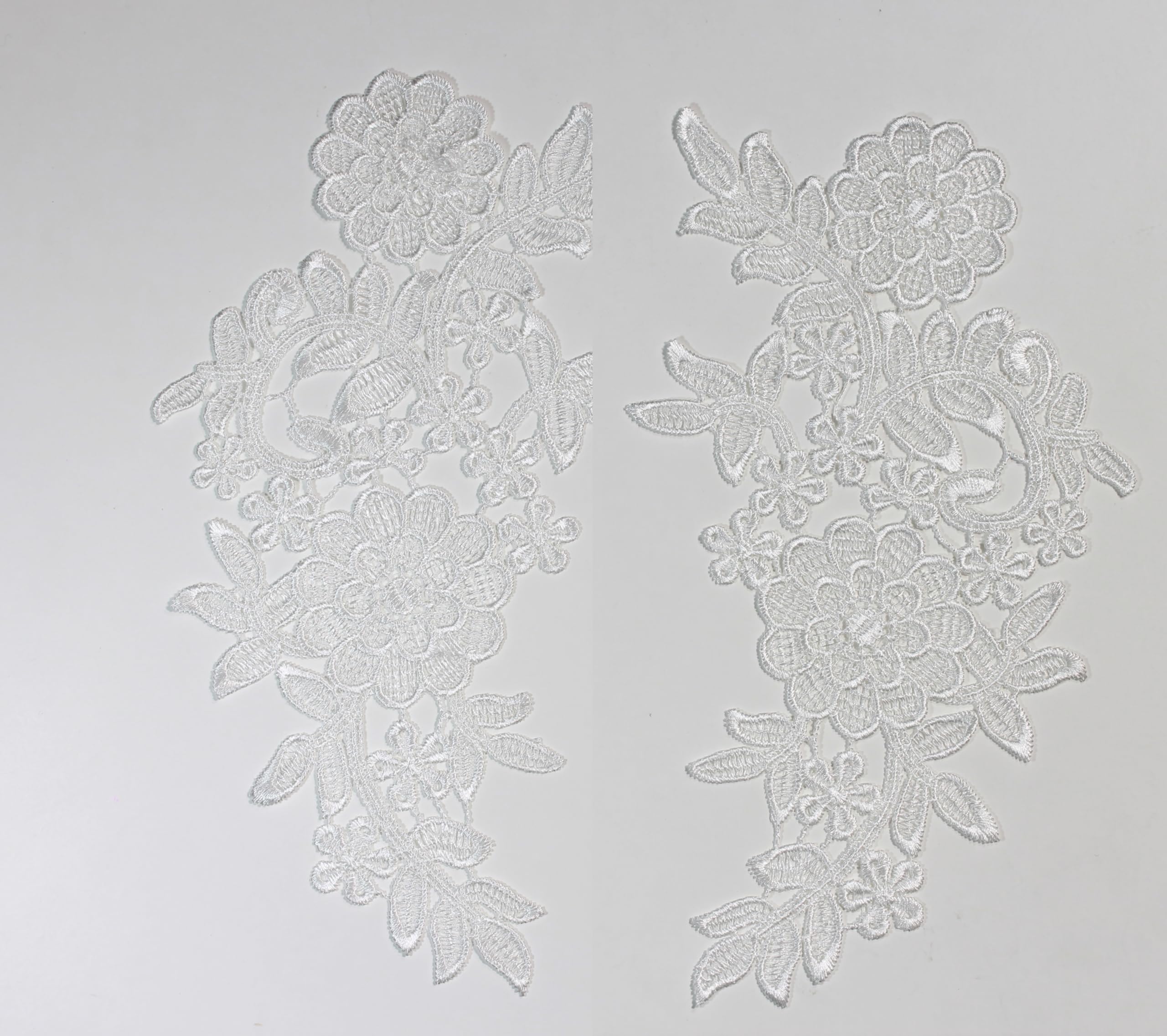 4 Pieces Floral lace Applique sew on Guipure lace Motif #5 (White) - Image 2