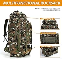 Vista 6 de 70L100L senderismo camping mochila MOLLE mochila impermeable Daypack para viajar, Camuflaje del bosque, Mochila de senderismo 100l