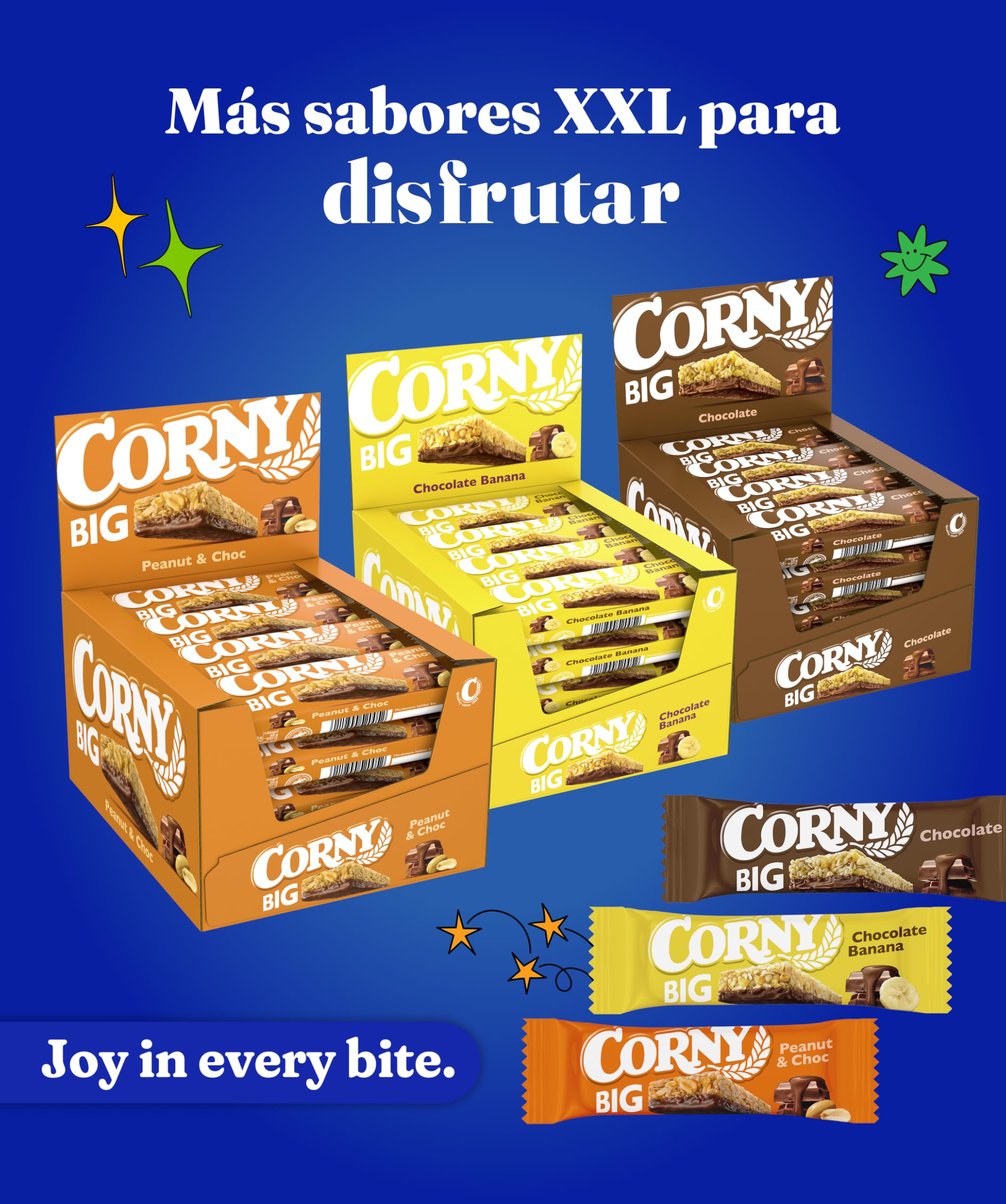 Corny Big, Barrita Sin Azúcares Añadidos Sabor Chocolate Banana, Más Grande, Sabor Intenso, Textura Crujiente, Pack 24x50g