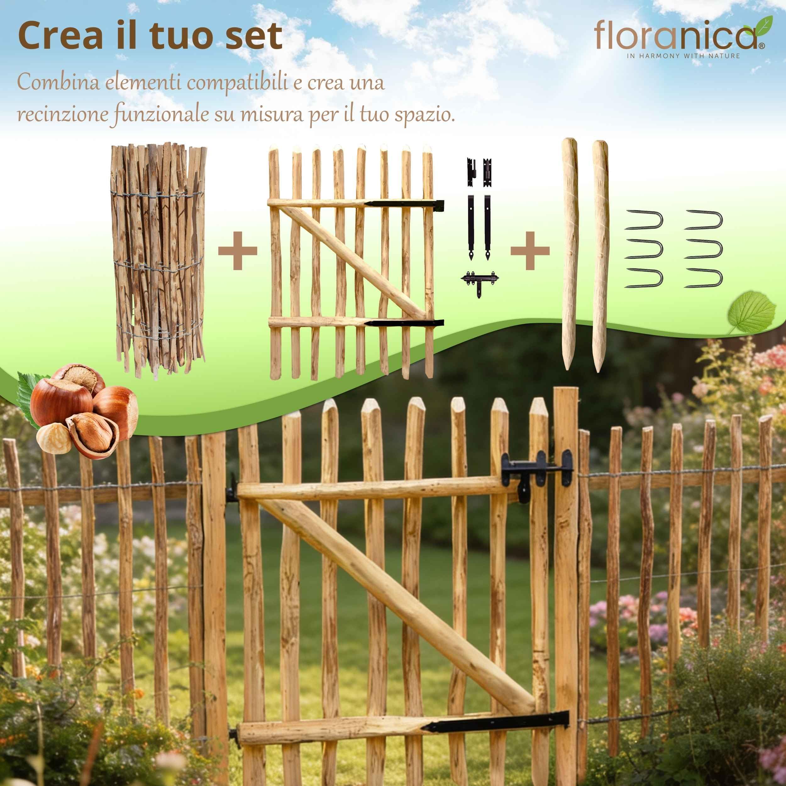 Floranica 6 x palo per recinzione in nocciolo altezza 90 cm palo per recinzione a paletti pali di legno appuntito supporto per alberi