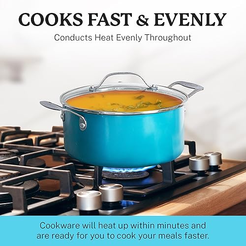 Miniatura 7 de Gotham Steel Juego de ollas y sartenes antiadherentes de 20 piezas, juego de ollas y sartenes, juego de utensilios de cocina de cerámica, juego