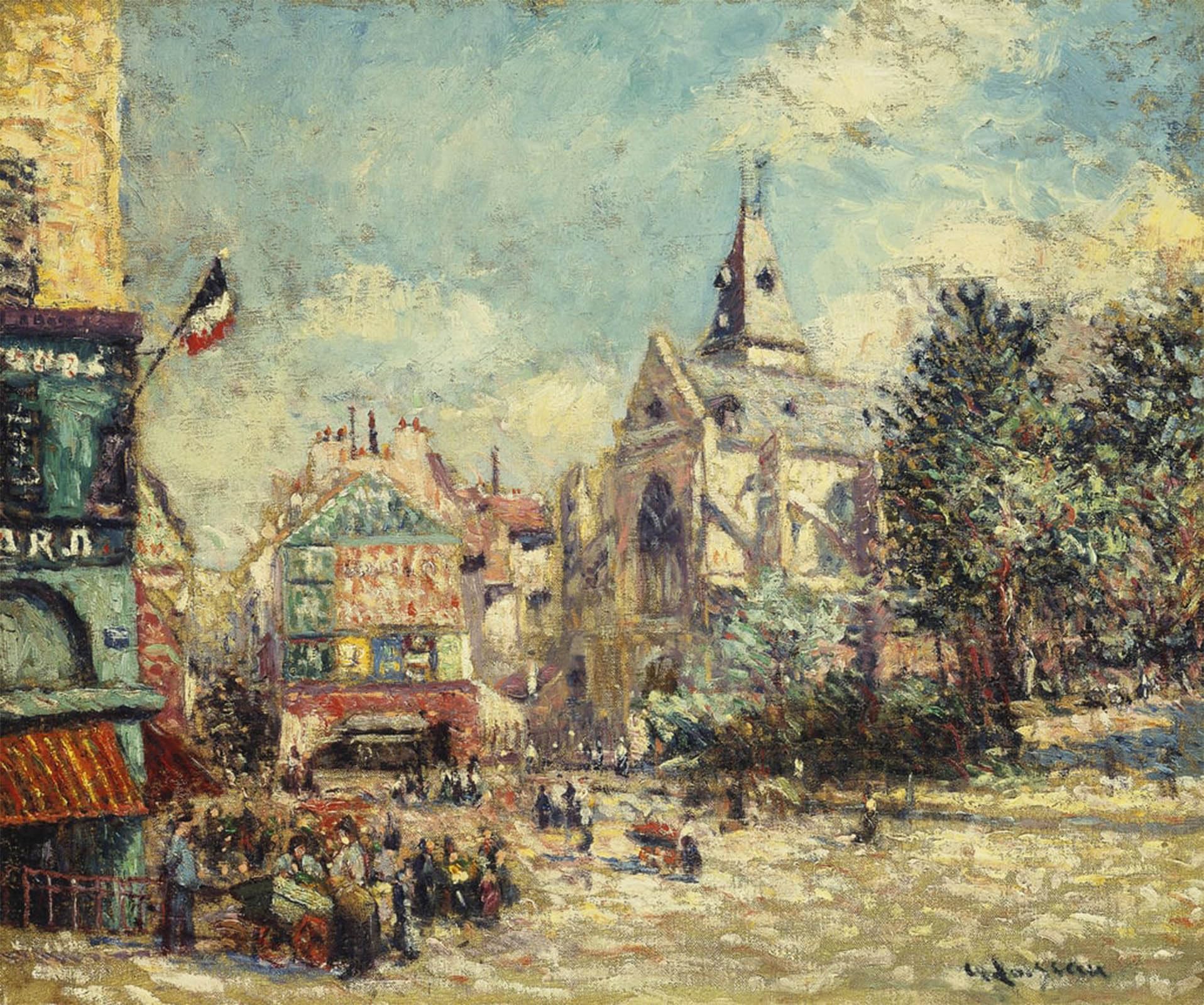 ARTXLXXBN Famous Art Print Poster Vintage Wall Art the Church of Saint Medard and the Mouffetard Road in Paris by Gustave Loiseau Canvas Art Poster for Home Decor 60x90cm