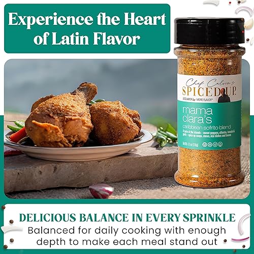 Miniatura 3 de Spiced Up by Chef Calvin - Condimento multiusos con hierbas y especias naturales, mezcla de chefs de condimento de sofrito caribeño para sopas,