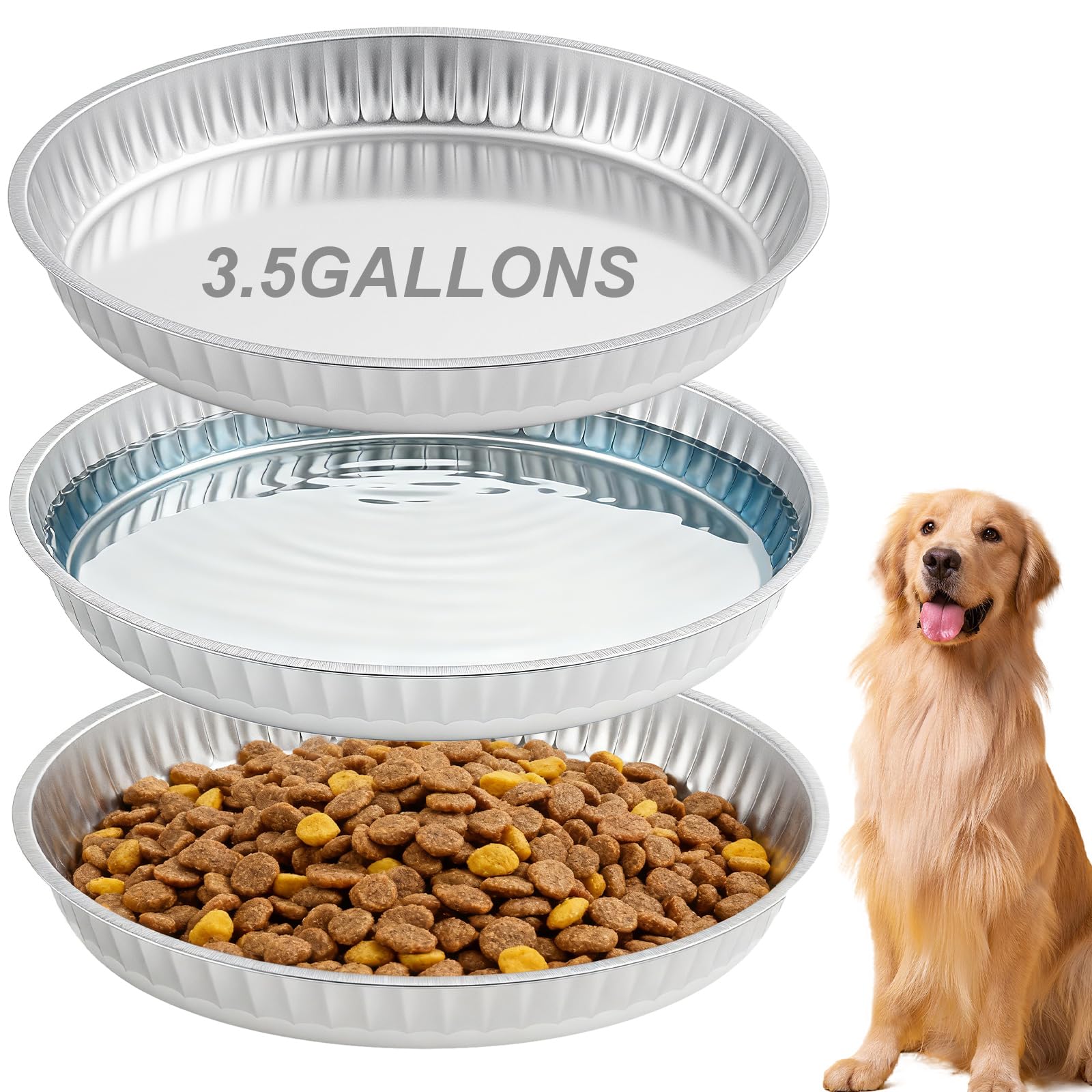 3 Pack 3.5 Gal Galvanized Steel Feeding Food Steel Pan 17.7" Oil Drain Pan