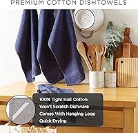 Vista 9 de DII - Juego de toallas para platos, colección Terry básica, diseño waffle, 15 x 26 pulgadas, azul marino sólido, 4 piezas