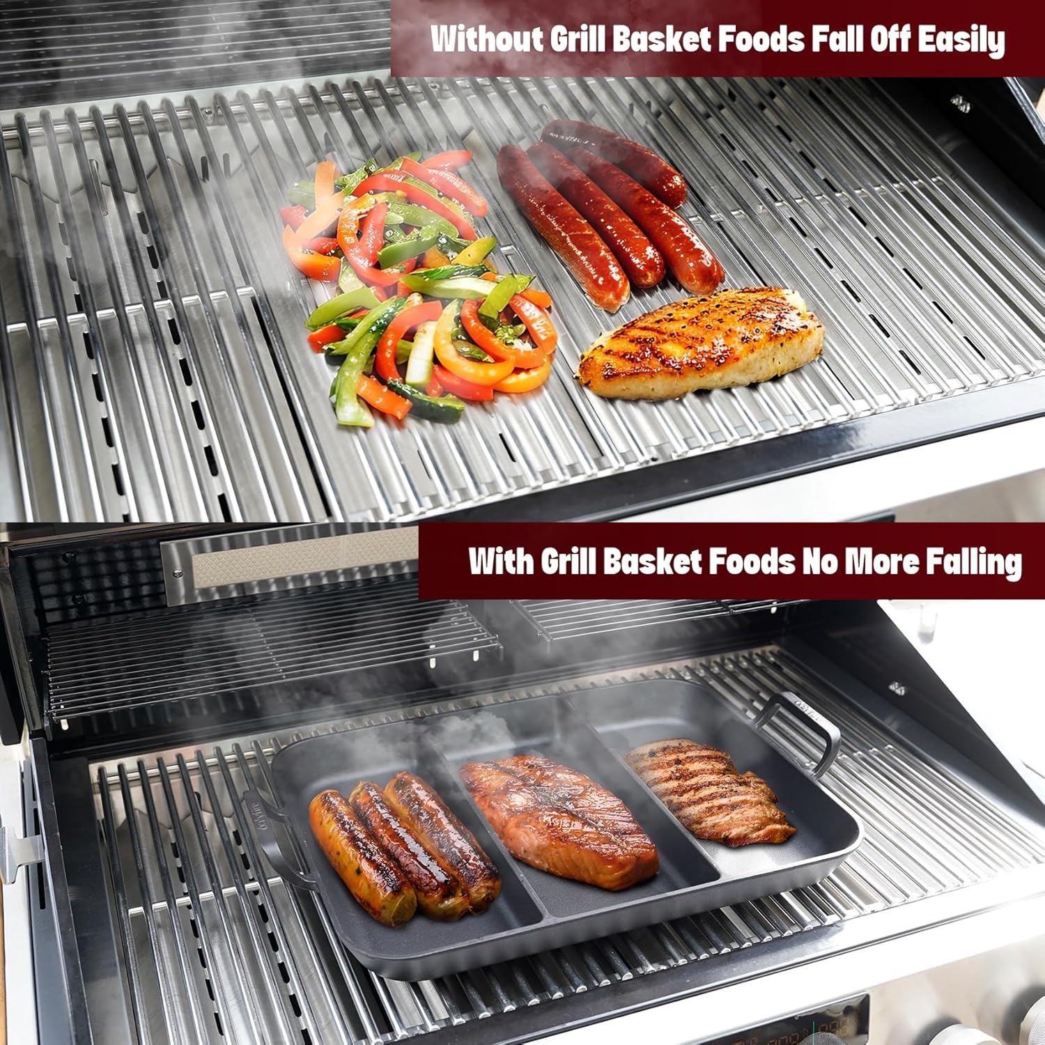 onlyfire Pre-Seasoned Cast Iron Skillet, 16 Inch Griddle Pan Frying Pan with Nonstick Grill Surface and Dual Handles, Cast Iron Grill Pan for Grills, Oven and All Stovetops