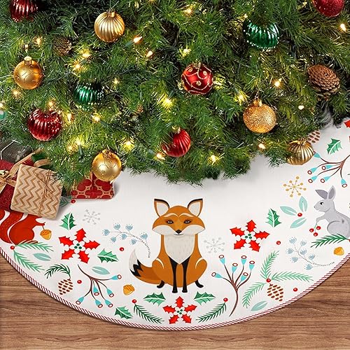 Miniatura 8 de Falda de árbol de Navidad de 36 pulgadas, animales del bosque, decoración de falda de árbol de Navidad para granja, rústico, Navidad, vacaciones,