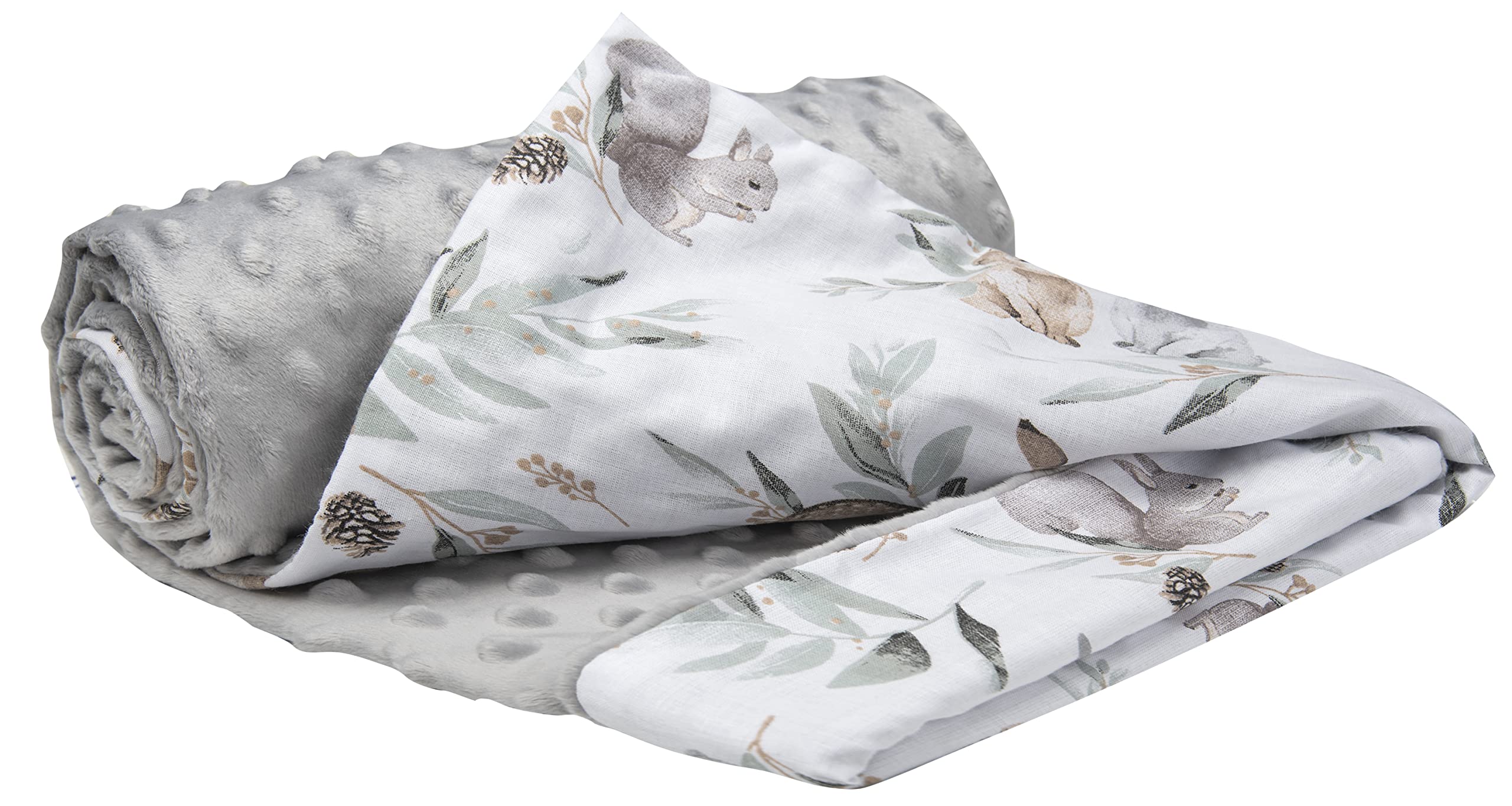 Medi Partners Coperta per neonati 100% cotone 75x100cm Bambini Minky Multifunzionale Bifacciale Morbido e Soffice per Carrozzine (Cervo in foglie con Minky grigio)