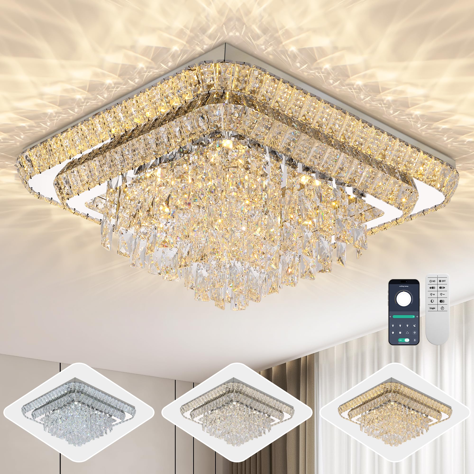 【Novelbright】Chandelier COCOSTAR Crystal Chandeliers, Modern Led Luxury Chandelier, 34