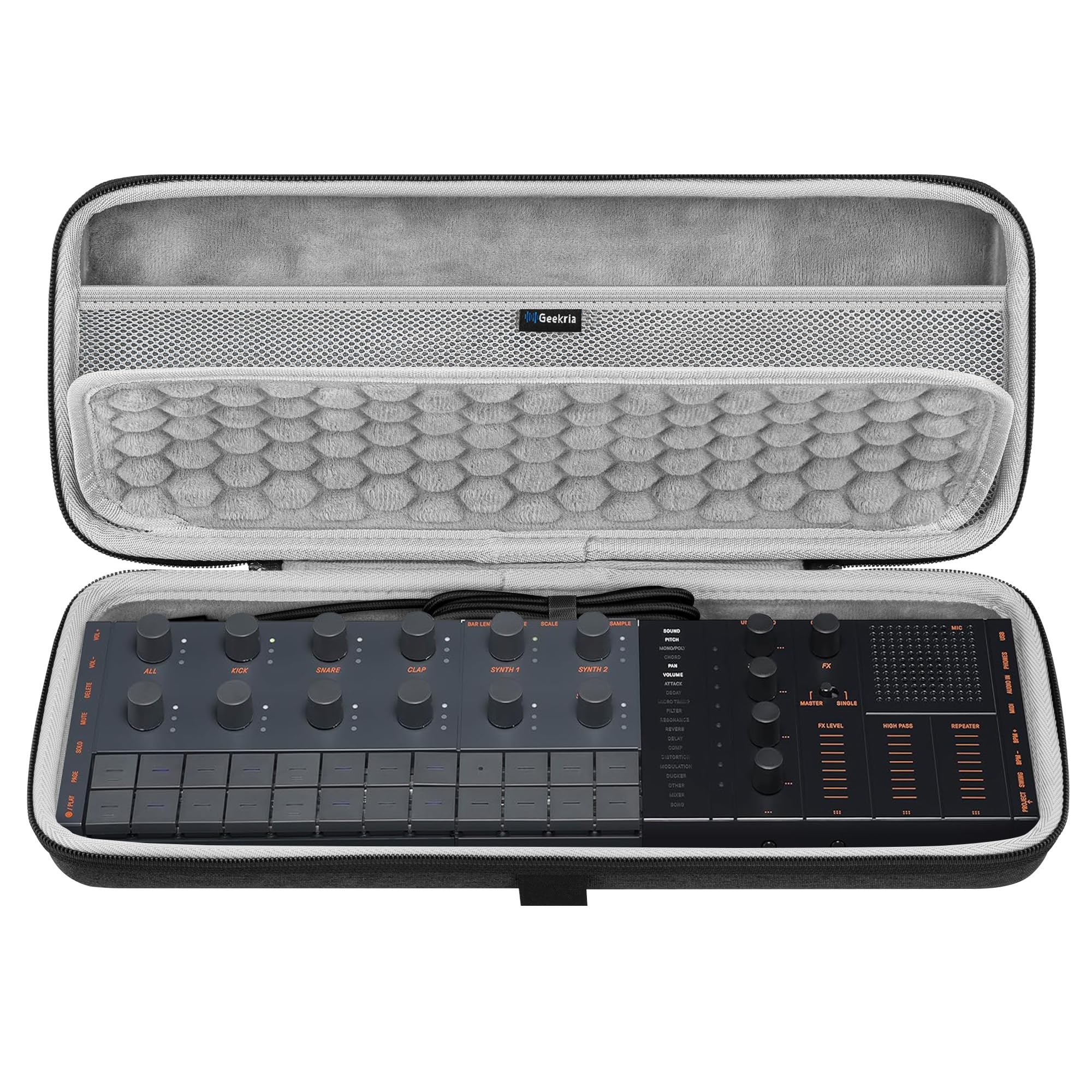 GEEKRIA Funda de Transporte para Interfaz de Audio, Compatible con Yamaha SEQTRAK/Mobile Music Ideastation, Bolsa de Viaje rígida de Carcasa EVA (Gris Oscuro)