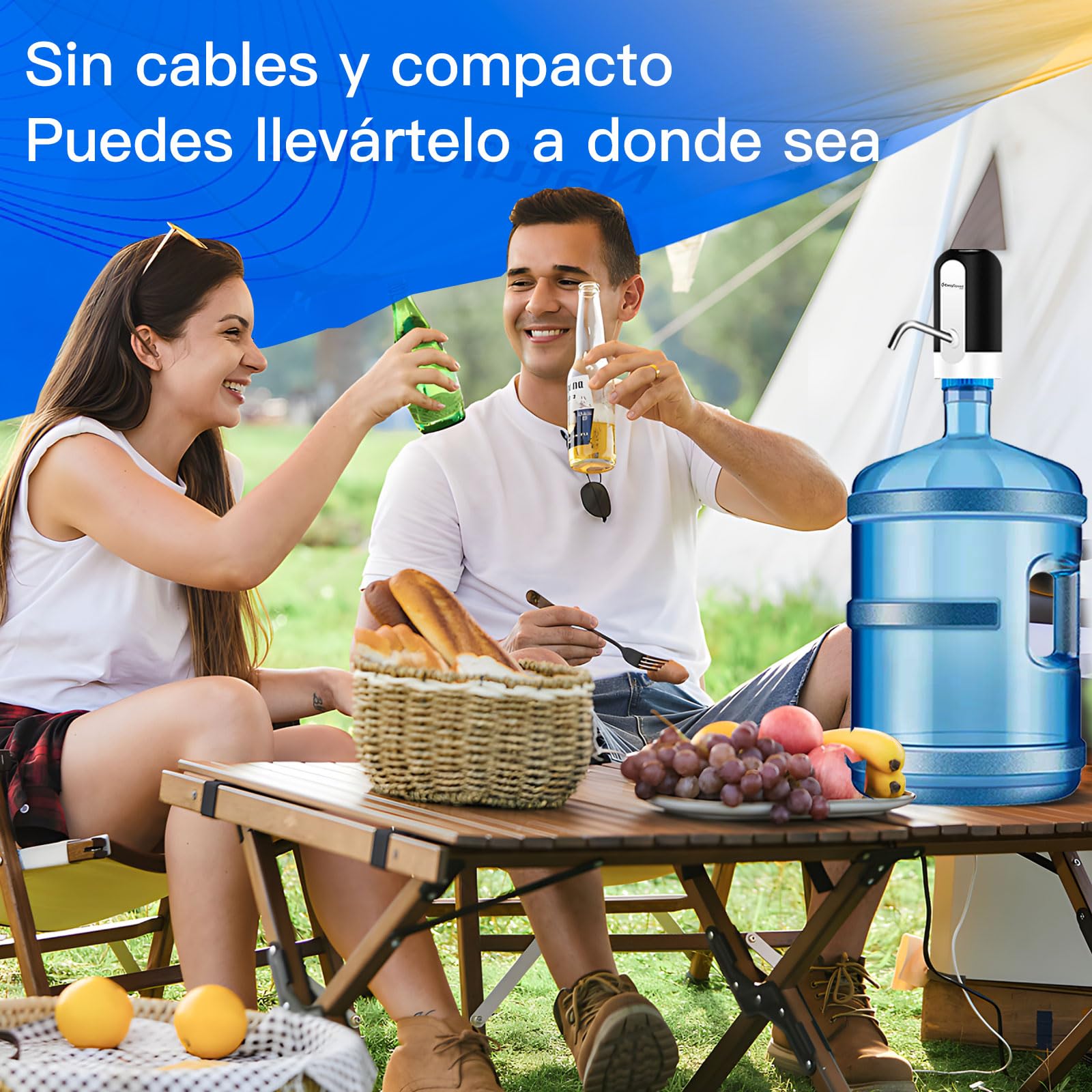 EASYSPEED Dispensador de Agua Fría Automático, 1200 mAh Eléctrico USB Bomba Grifo de Agua, Eléctrica Portátil con 2 Adaptadores para Botellas y Garrafas de 3,5,8,10,13,15,18 litros,Negro — view 7