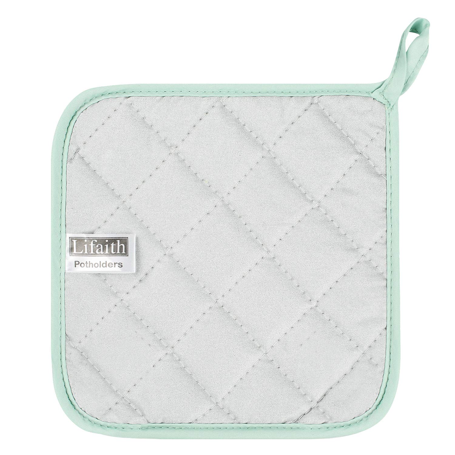 Set di 5 presine da cucina completamente in cotone e in tessuto di spugna termoresistente, ideali per uso quotidiano in cucina e con fornelli e forno Menta Verde