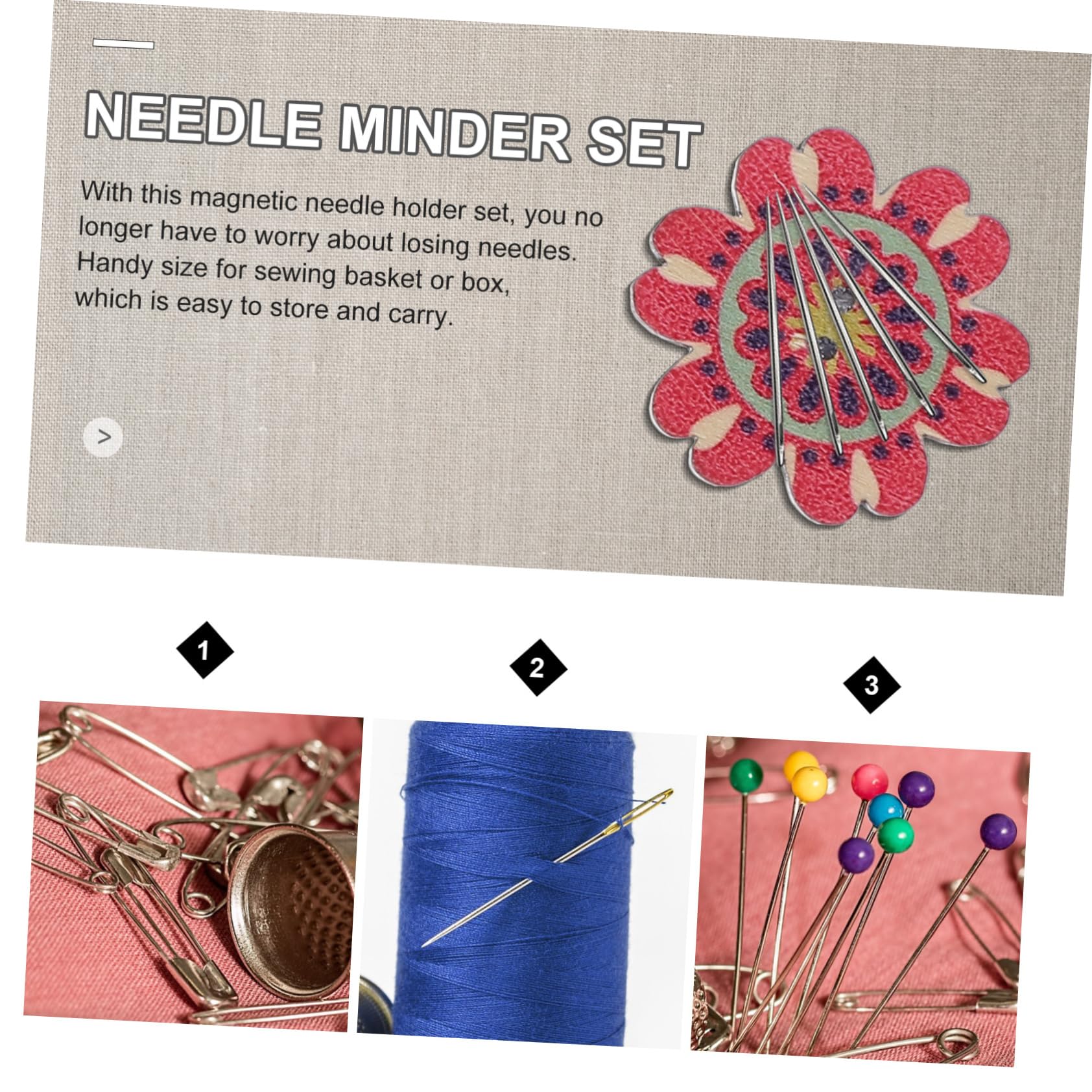 Tofficu 3 Sätze Magnetischer Aufnehmer Sticknadelhalter Magnetische Halterung Nadelhalter Magnet Sticken Zubehör Stickzubehör Kreuzstich-nadelminderer Nähnadelfixatoren Holz 6 Stück * 3