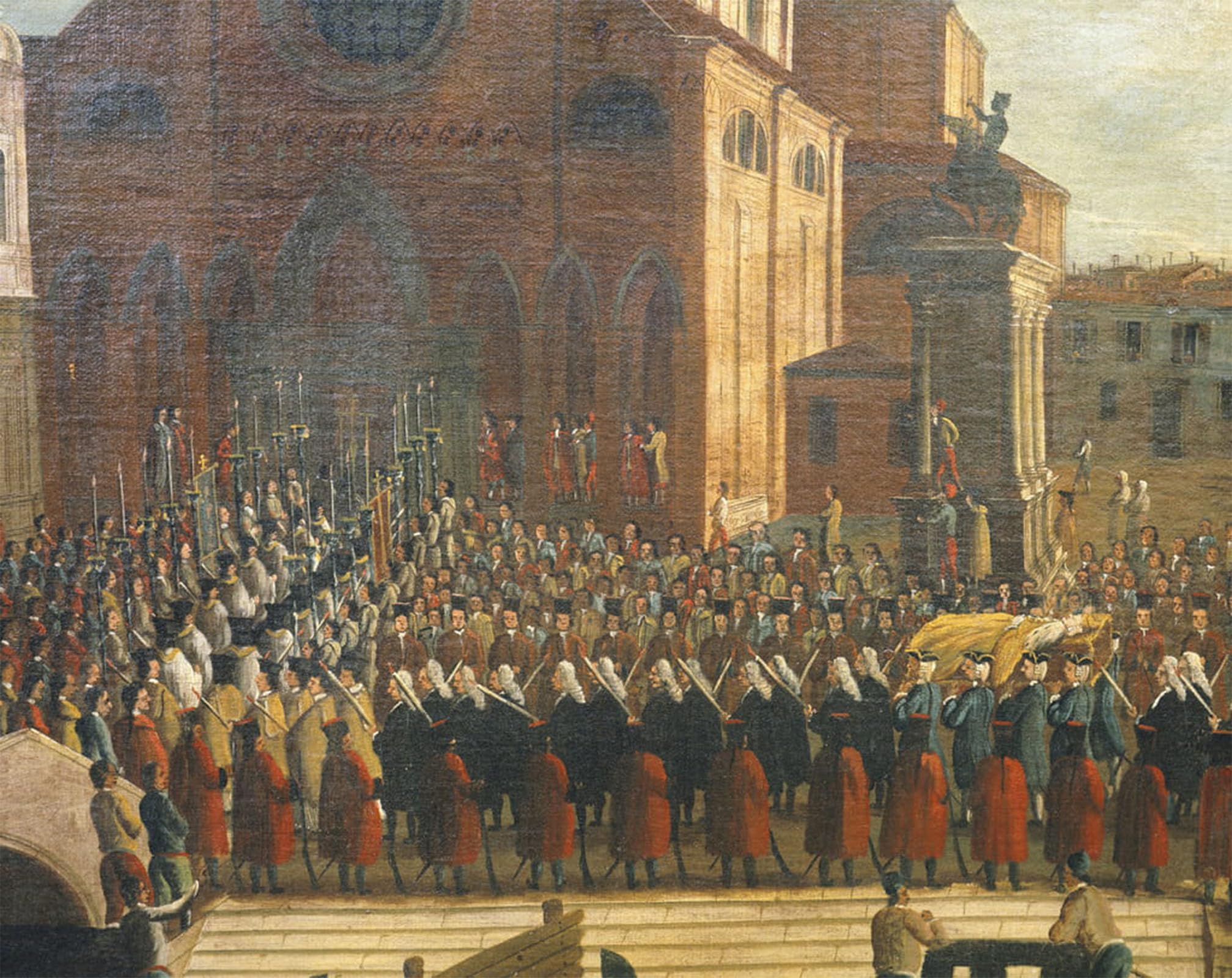 SERENDIPITP Abstract Painting Mural Print Picture Wall Decor Painting the Doge's Funeral in the Church of Santi E Paolo by Gabriele Bella Vintage Wall Artwork for Home Decor 60x90cm