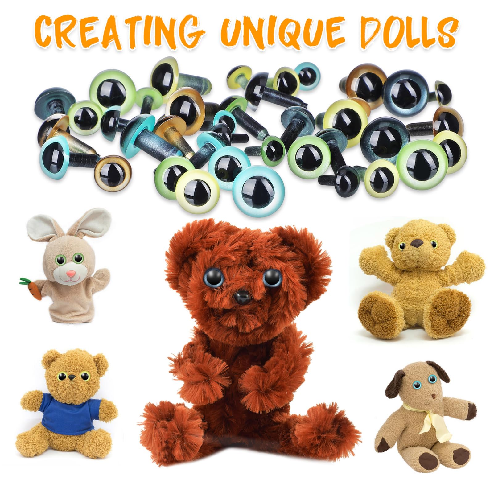 Tofficu 120 Ojos De Seguridad De Plástico con Purpurina Ojos De Animales De Peluche para Crochet Ojos De Seguridad Ojos De Animales De Peluche De Plástico Ojos De Ganchillo Artesanales De