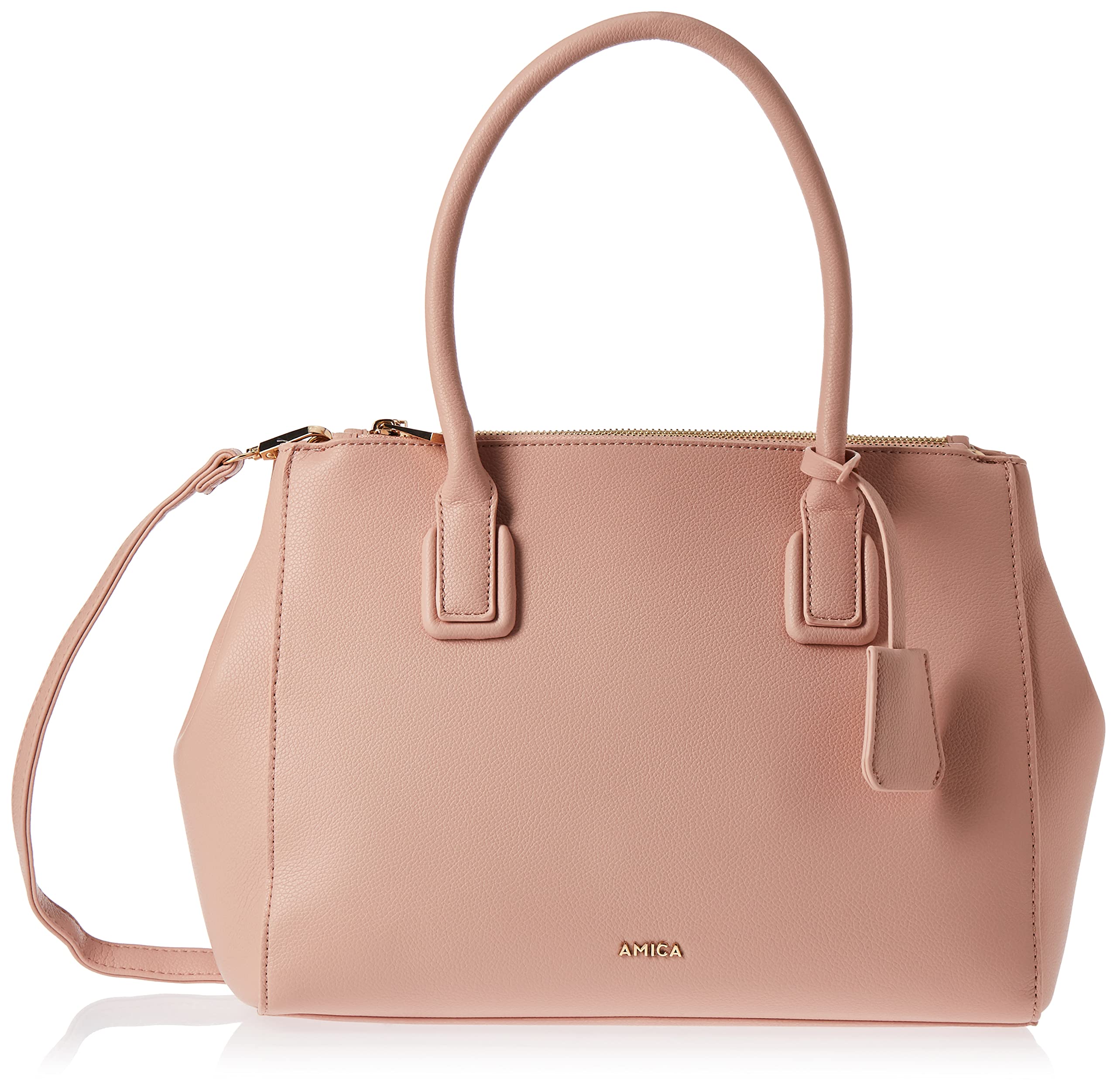 AMICA Ligia Women’s Vegan Leather Satchel Handbag with Detachable Shoulder Strap.