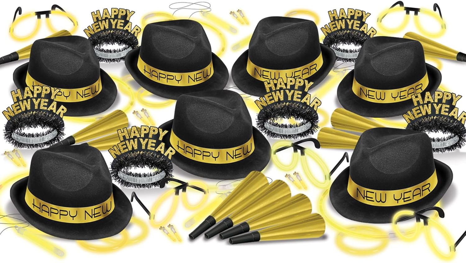 15.25" Vibrant Unique Happy New Year Silver Glow Assortments for 50