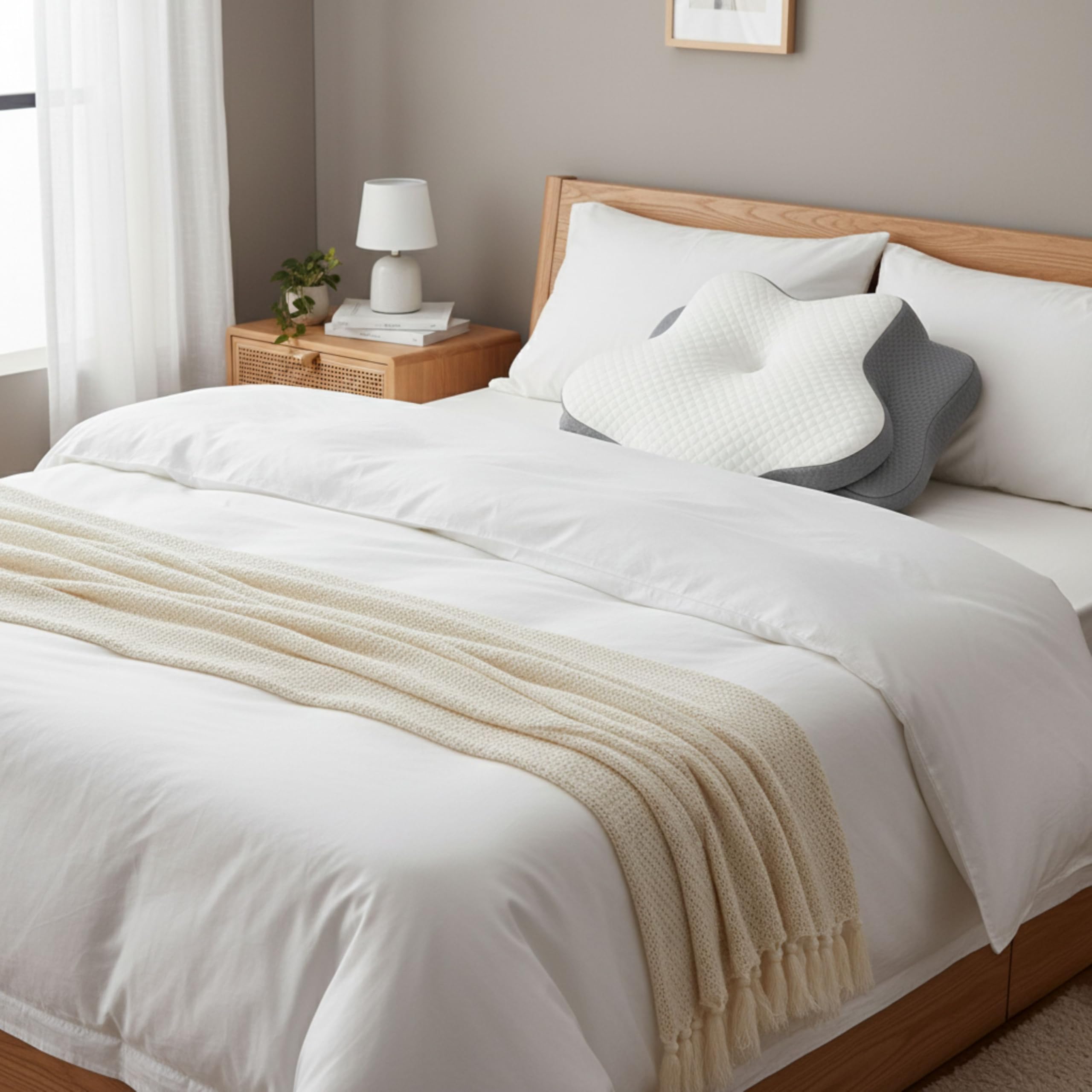 sei Design Nackenkissen Memory Foam Kissen – Orthopädisches Nackenstützkissen, Oeko-TEX® ergonomisches Kopfkissen, Cooling & Lyocell Bezug, für Rücken- und Seitenschläfer