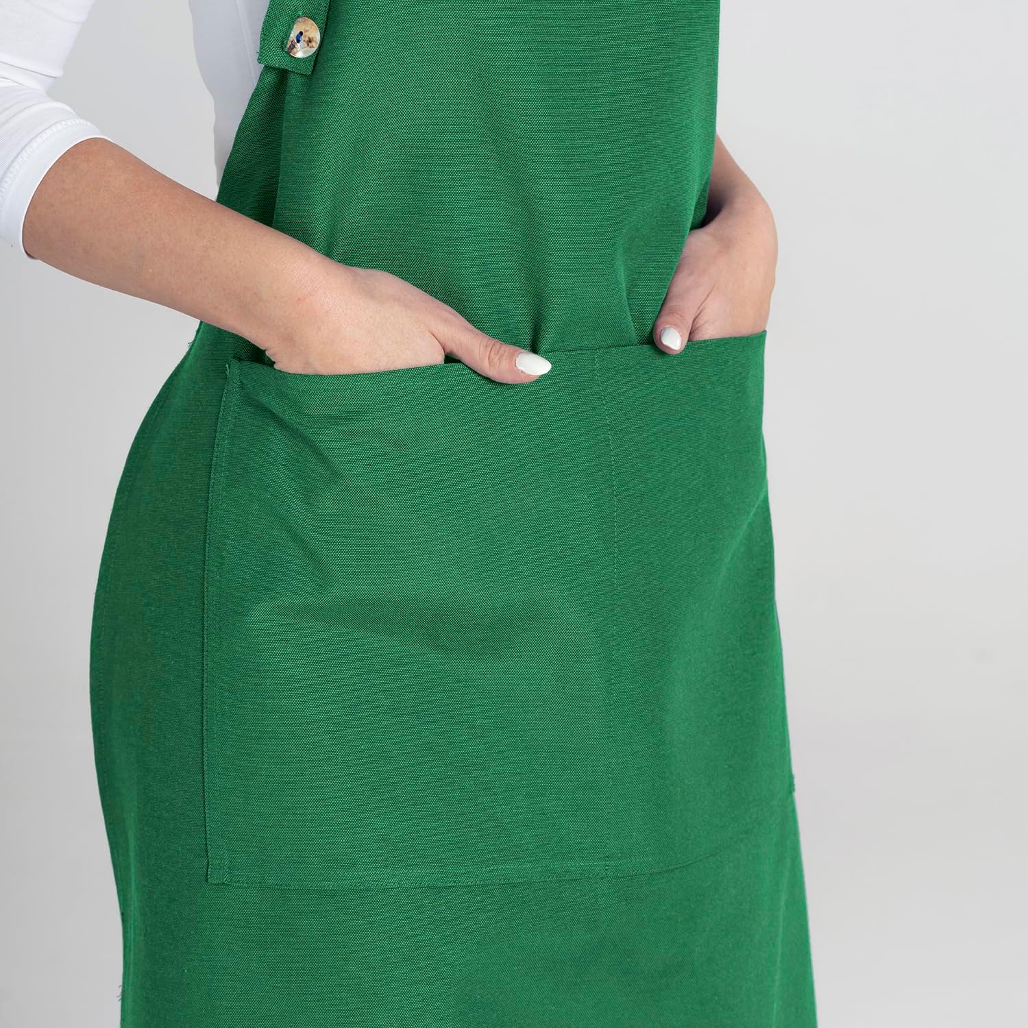 TOSHE Kitchen Apron Waterdrop Resistant Cotton Apron with adjustable Aprons for Women with Pockets 12 Color option Cooking Green Apron (Green) - Image 8