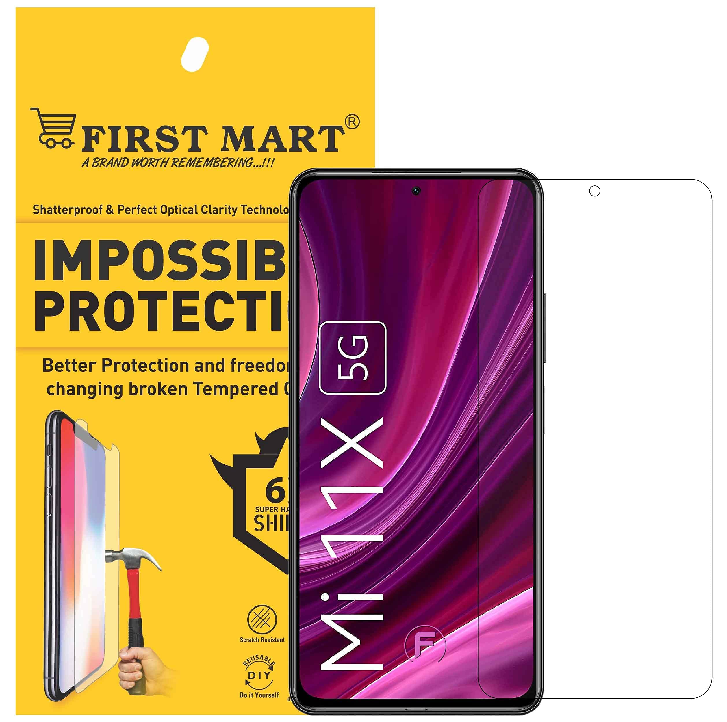 FIRST MART - A BRAND WORTH REMEMBERING Crystal Clear Tempered Glass for Mi 11X 5G / 11X Pro 5G (6.67 Inch) Impossible Flexible Fiber Case Friendly Screen Protector & Installation Kit| Crystal Clear