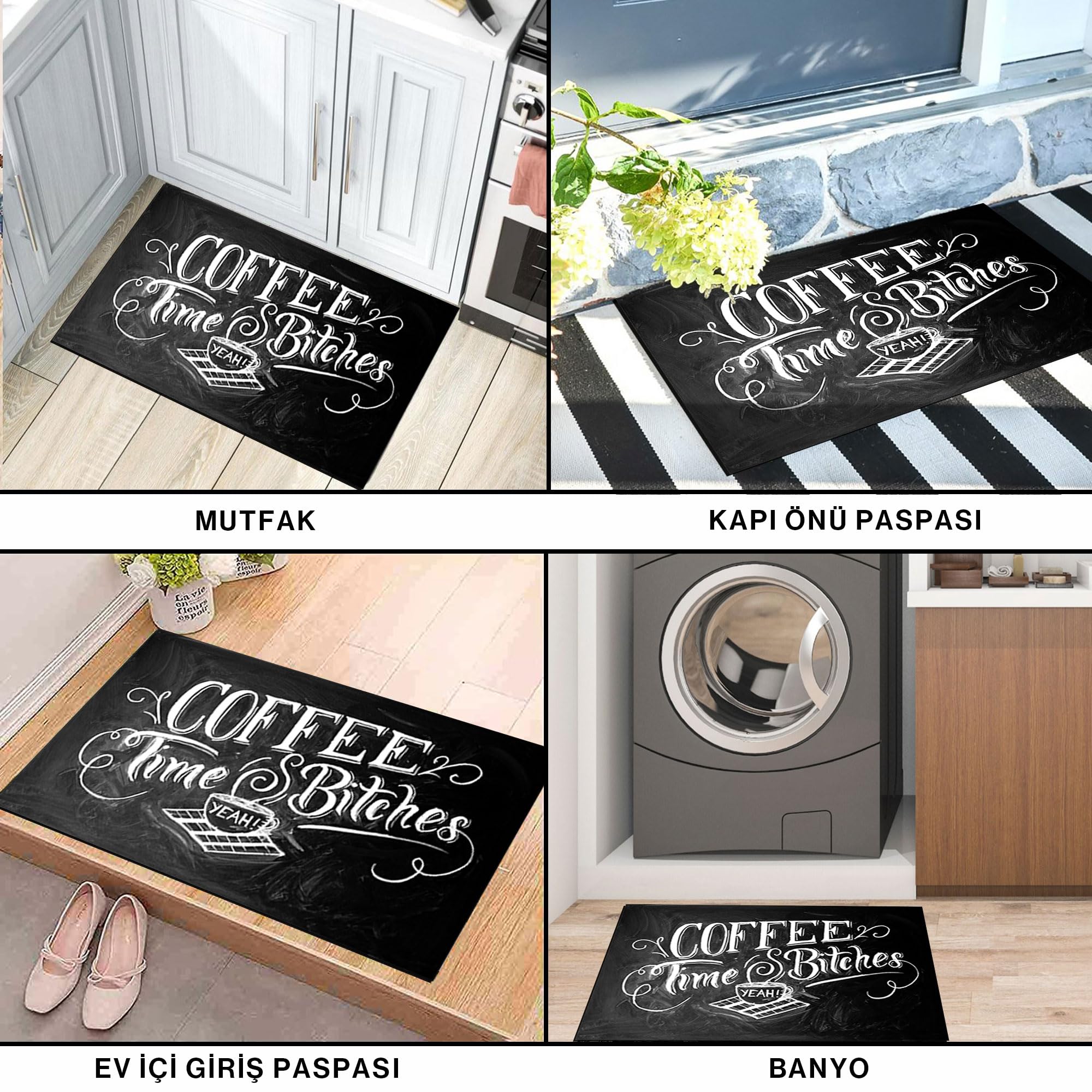 MONNHEIN Kapı Önü Paspası - Modern ve Şık Kapı Paspası | Ev, Ofis ve Dış Mekân Kullanımı İçin (Latte) (Caffe Time Bitc..)