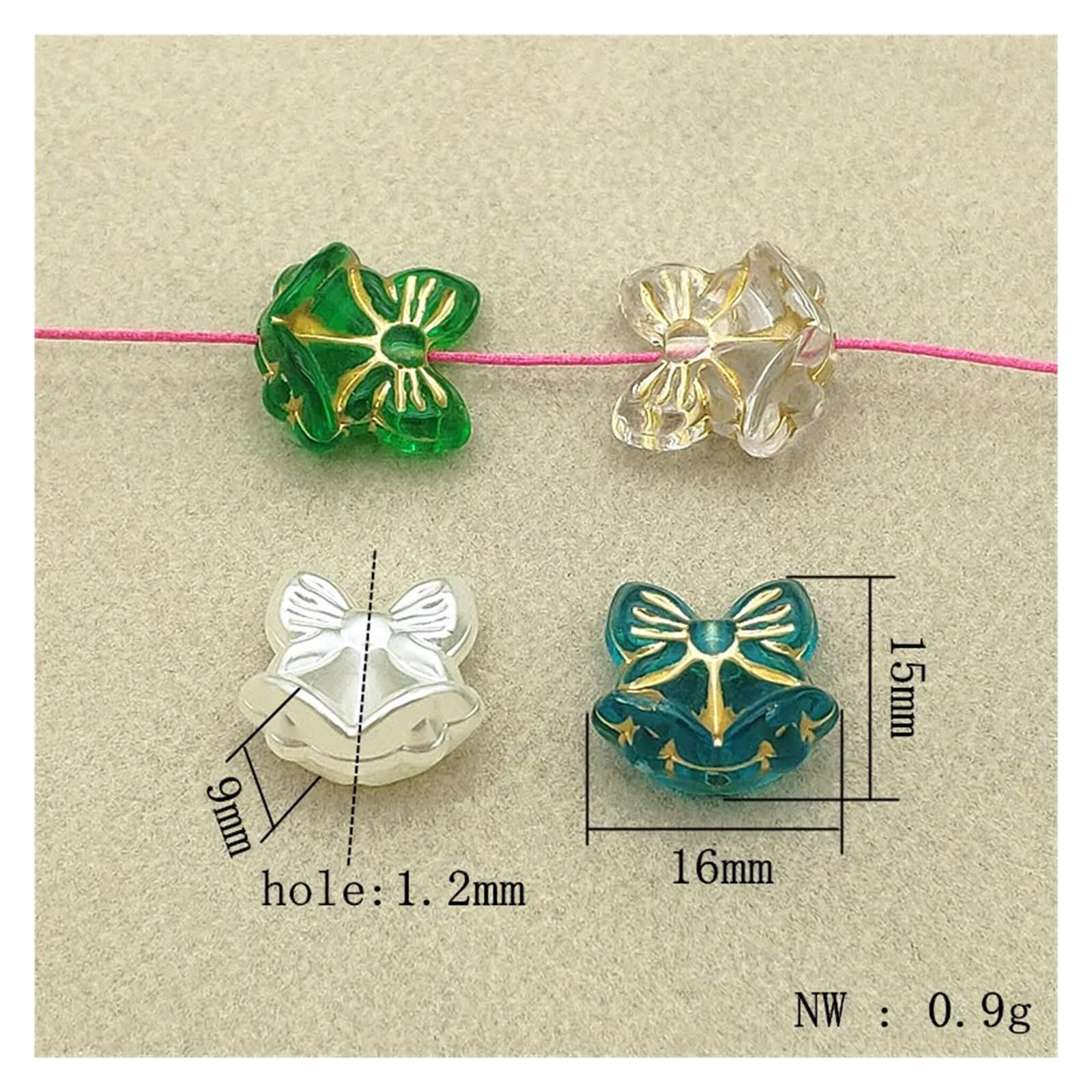 500 cuentas acrílicas de campana navideña de 16 x 15 mm for pendientes y collares hechos a mano. Accesorios y componentes de joyería.(Clear)