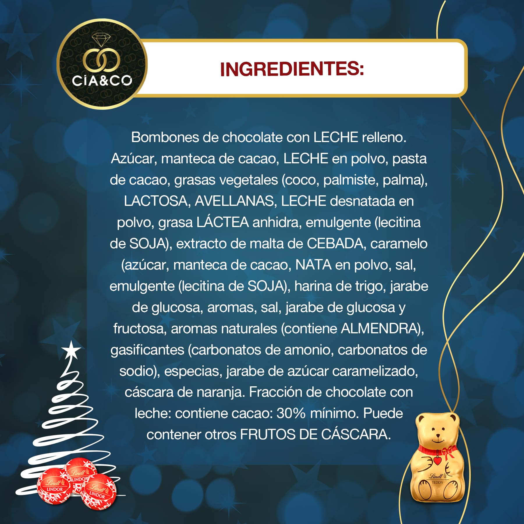 Calendario de Adviento LINDT Ciudad Navideña XXL 2025 · Formato Desplegable con Efectos Dorados · Bombones, y Figuras Lindor · Incluye Tarjeta Personalizada Cia&Co · Regalo Premium de Navidad 153 g