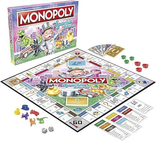 Miniatura 15 de Hasbro Gaming Monopoly Sparkle Edition Juego de mesa, juegos familiares, con fichas brillantes, dados nacarados, aspecto brillante, (exclusivo de