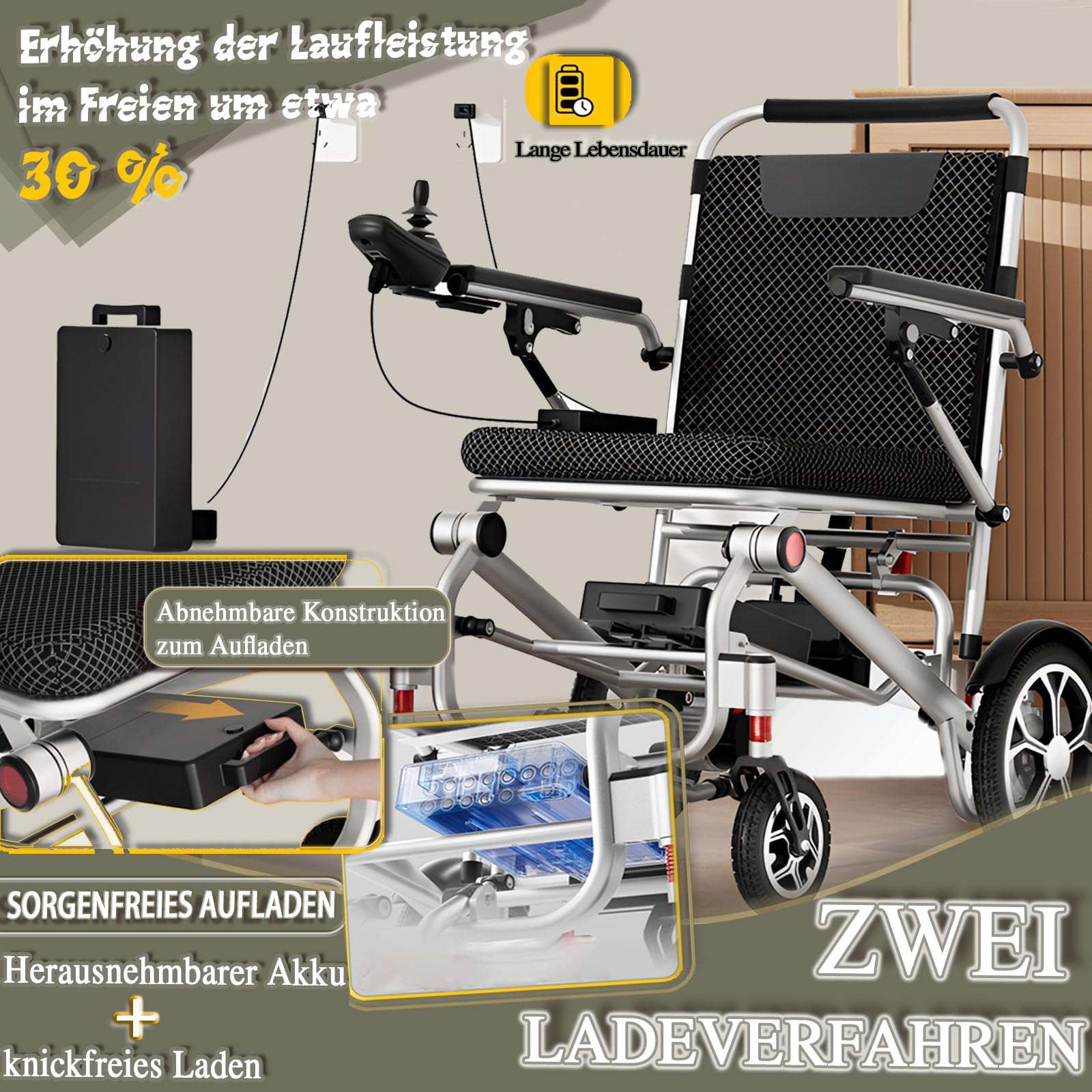 Silla de ruedas eléctrica ligera y plegable, silla de ruedas motorizada todo terreno para adultos, motores potentes sin escobillas de 400W, sillas de ruedas eléctricas inteligentes,20a/range 21mi