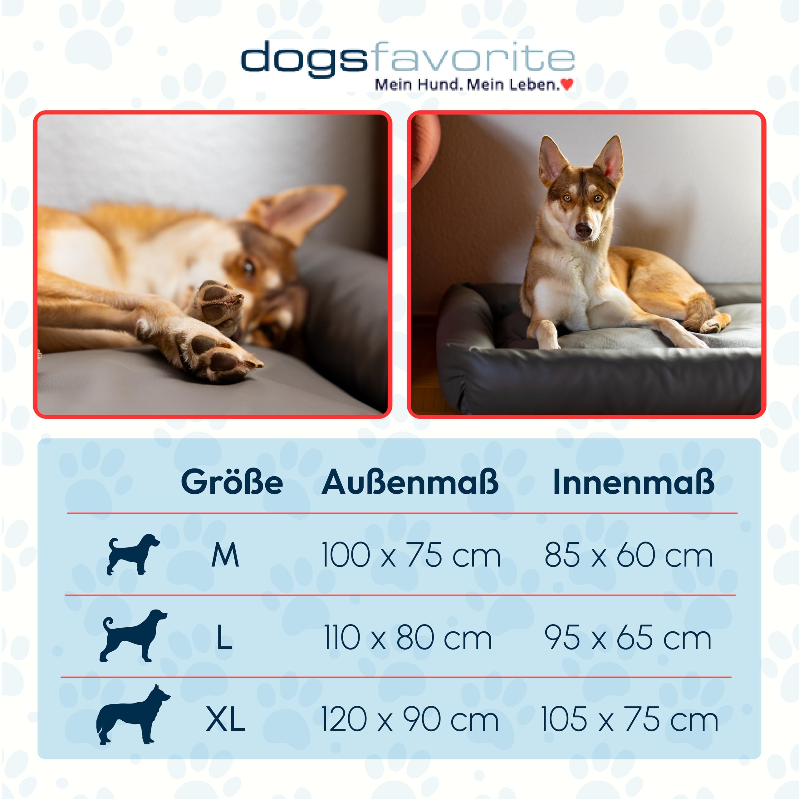 Hundebett Starter aus Kunstleder, Hundekissen, Pflegeleicht, 110 x 80 cm, braun