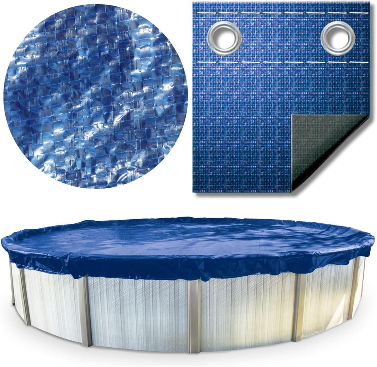 SWIMLINE HYDROTOOLS Super Guard Heavy Duty Pool Cover For Above Ground Swimming Pools |13 X 19 FT Cover | Blue / Black | Winch & Cable Included | UV Protected For 10X15/16 FT Oval Pools | PCO81319
