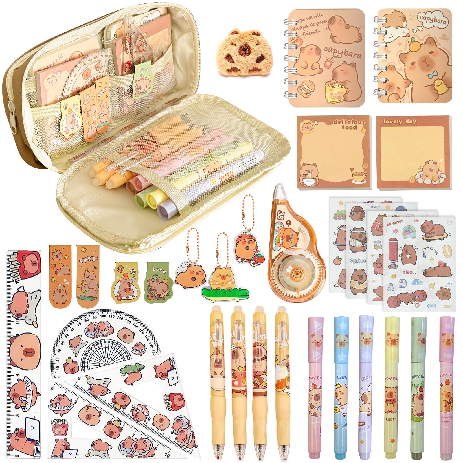 27PCS Capybara Pencil Case with Stationery Capybara Gifts for Girls Boys