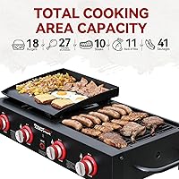 Vista 4 de Royal Gourmet GD4002T Combo de Parrilla y Plancha Tailgater de 4 Quemadores, Parrilla Portátil de Gas Propano de Superficie Plana con Salida