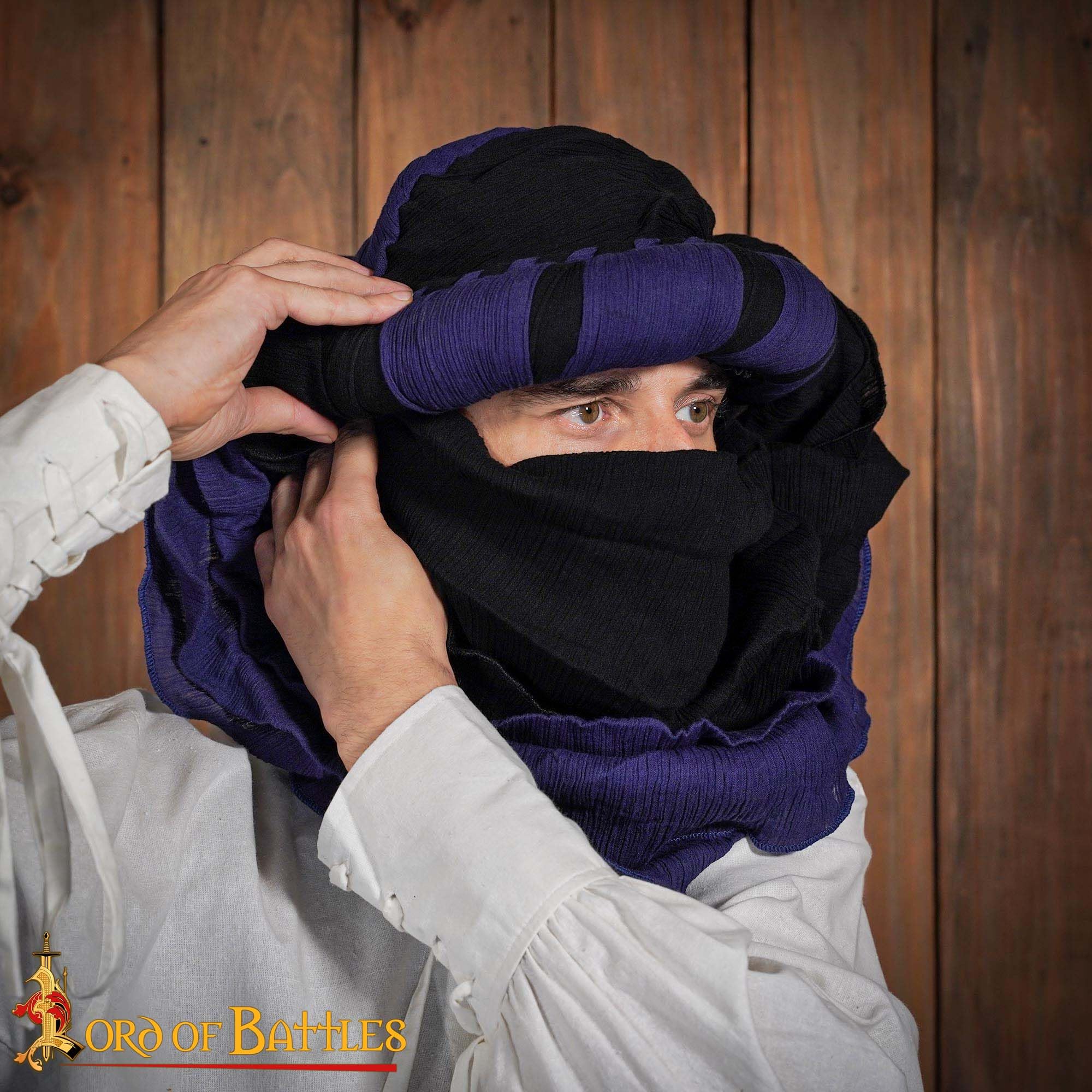 Medieval Chaperon Hood - 15th Century European Headwear in Black & Purple - Perfect for Renaissance LARP, and Historical Reenactments - Image 3