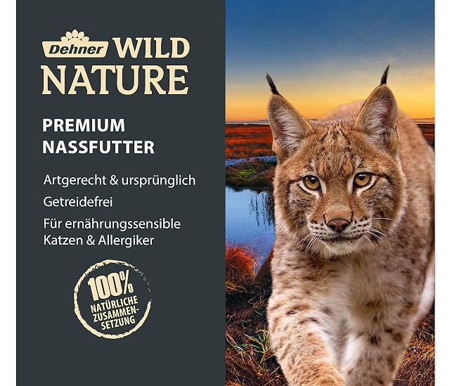 Foto 4 de 4 de Dehner Wild Nature - Comida para Gatos Adulto, pantano Alto, Pato y Pavo, 16 x 100 g (1,6 kg)