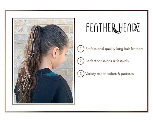 Miniatura 4 de 21 plumas de cabello de color natural, 9 a 14 pulgadas de largo, plumas para extensión de cabello, kit de bricolaje, diseño llamativo, 20 cuentas de